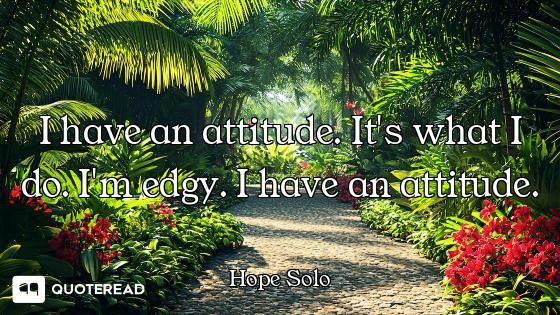 I have an attitude. It's what I do. I'm edgy. I have an attitude.