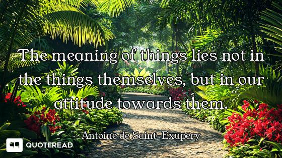 The meaning of things lies not in the things themselves, but in our attitude towards them.