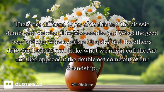 There are different types of double act: the classic dumb-and-dumber, like Morecambe and Wise; the g...