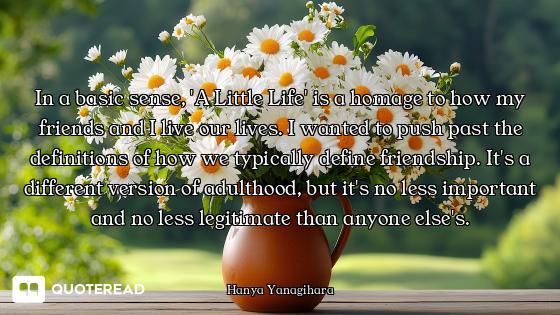 In a basic sense, 'A Little Life' is a homage to how my friends and I live our lives. I wanted to pu...