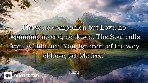 I have no companion but Love, no beginning, no end, no dawn. The Soul calls from within me: 'You, ig...