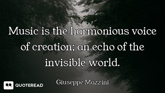 Music is the harmonious voice of creation; an echo of the invisible world.