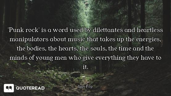 'Punk rock' is a word used by dilettantes and heartless manipulators about music that takes up the e...