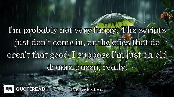 I'm probably not very funny. The scripts just don't come in, or the ones that do aren't that good. I...