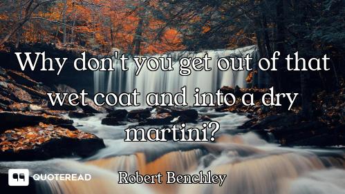 Why don't you get out of that wet coat and into a dry martini?