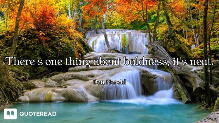 There's one thing about baldness, it's neat.