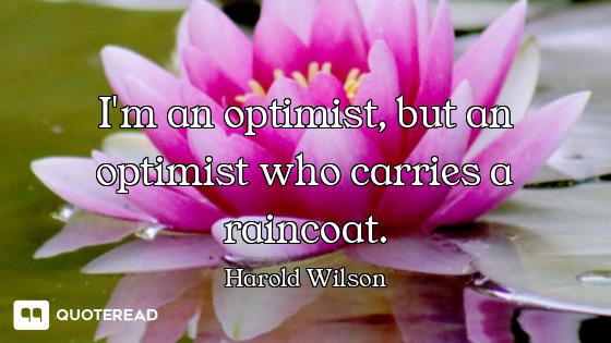 I'm an optimist, but an optimist who carries a raincoat.