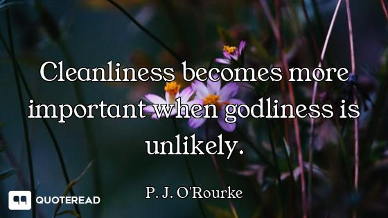Cleanliness becomes more important when godliness is unlikely.
