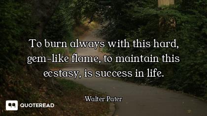To burn always with this hard, gem-like flame, to maintain this ecstasy, is success in life.
