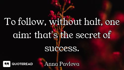 To follow, without halt, one aim: that's the secret of success.