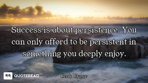 Success is about persistence. You can only afford to be persistent in something you deeply enjoy.