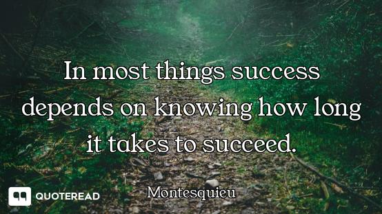 In most things success depends on knowing how long it takes to succeed.