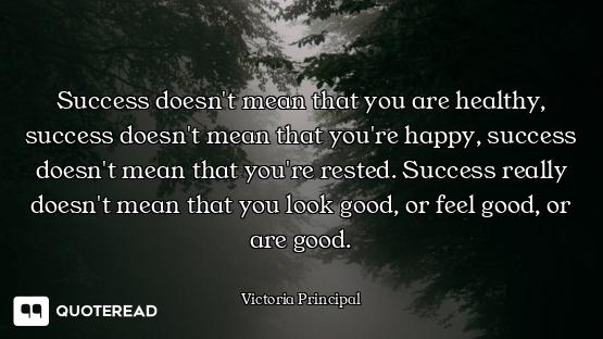 Success doesn't mean that you are healthy, success doesn't mean that you're happy, success doesn't m...
