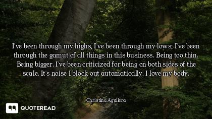 I've been through my highs, I've been through my lows; I've been through the gamut of all things in...