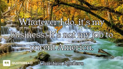 Whatever I do, it's my business. It's not my job to parent America.