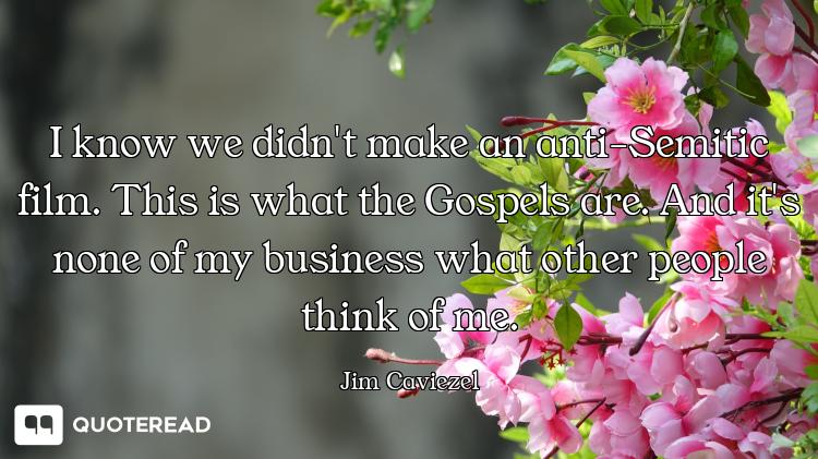 I know we didn't make an anti-Semitic film. This is what the Gospels are. And it's none of my busine...