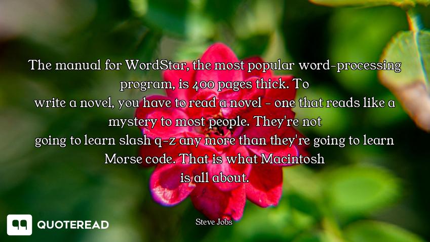 The manual for WordStar, the most popular word-processing program, is 400 pages thick. To
write a no...