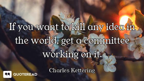 If you want to kill any idea in the world, get a committee working on it.