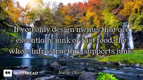 If you only design menus that are essentially junk or fast food, the whole infrastructure supports j...