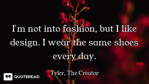 I'm not into fashion, but I like design. I wear the same shoes every day.