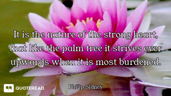 It is the nature of the strong heart, that like the palm tree it strives ever upwards when it is mos...