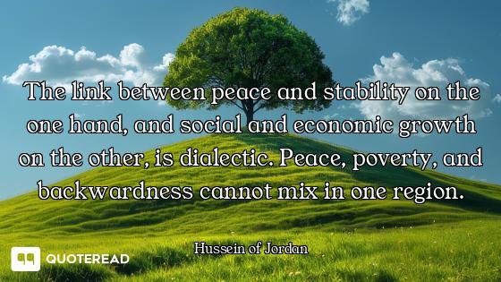 The link between peace and stability on the one hand, and social and economic growth on the other, i...