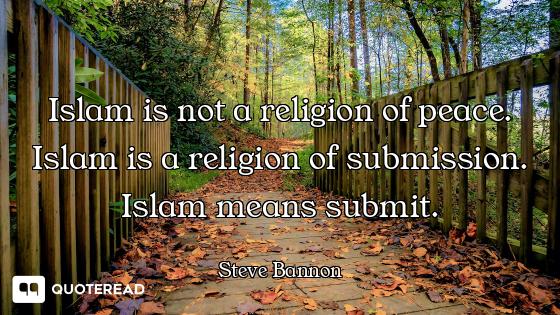 Islam is not a religion of peace. Islam is a religion of submission. Islam means submit.