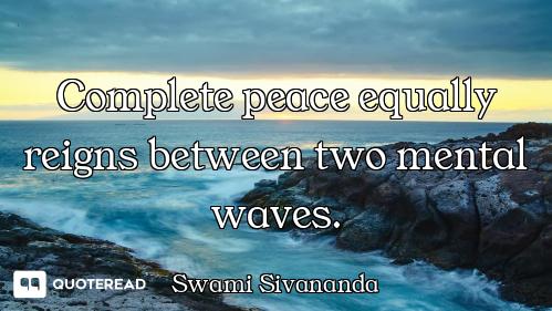 Complete peace equally reigns between two mental waves.