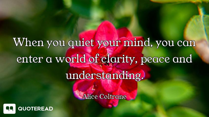 When you quiet your mind, you can enter a world of clarity, peace and understanding.