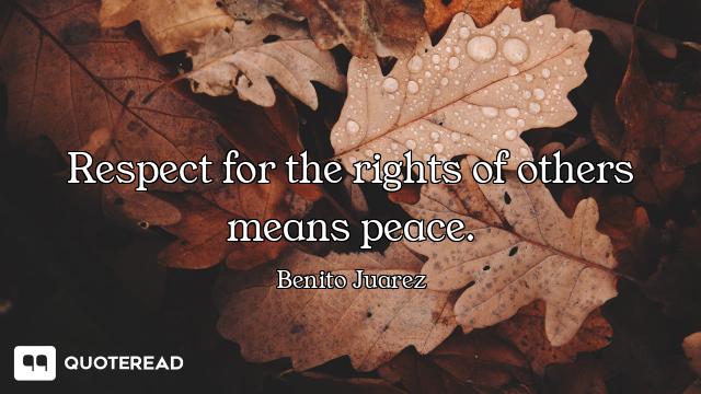 Respect for the rights of others means peace.