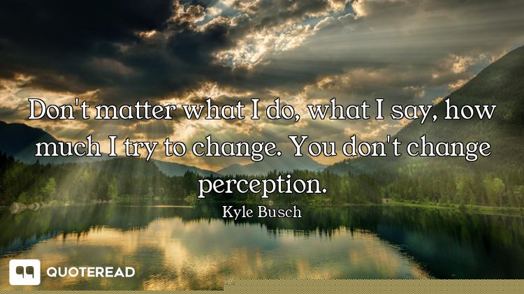Don't matter what I do, what I say, how much I try to change. You don't change perception.