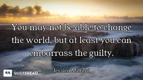 You may not be able to change the world, but at least you can embarrass the guilty.