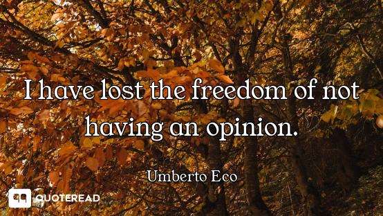 I have lost the freedom of not having an opinion.