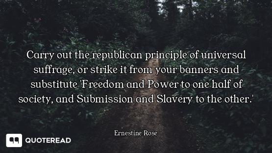 Carry out the republican principle of universal suffrage, or strike it from your banners and substit...