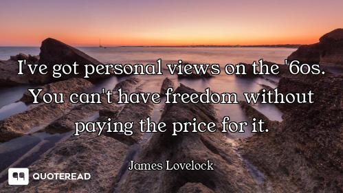 I've got personal views on the '60s. You can't have freedom without paying the price for it.