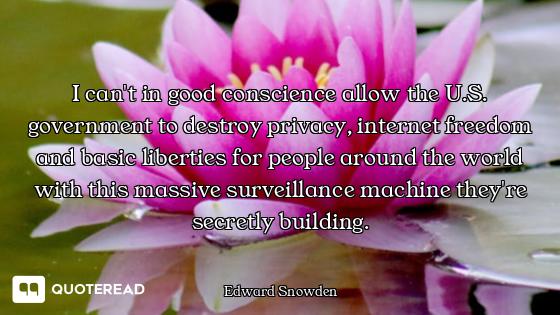 I can't in good conscience allow the U.S. government to destroy privacy, internet freedom and basic...