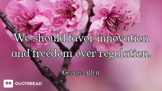 We should favor innovation and freedom over regulation.