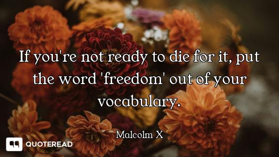If you're not ready to die for it, put the word 'freedom' out of your vocabulary.