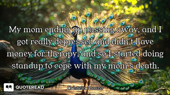 My mom ending up passing away, and I got really depressed and didn't have money for therapy, and so...