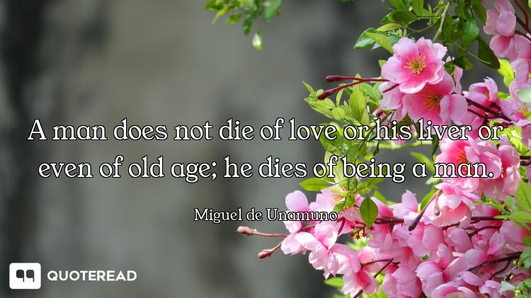 A man does not die of love or his liver or even of old age; he dies of being a man.