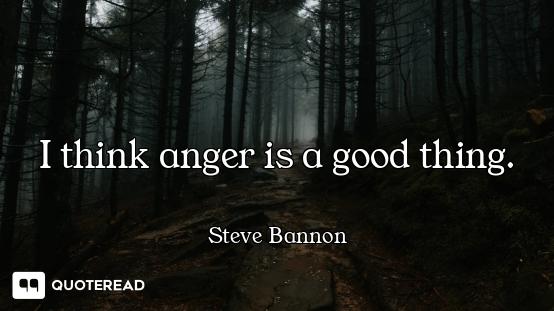 I think anger is a good thing.