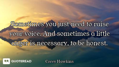 Sometimes you just need to raise your voice. And sometimes a little anger is necessary, to be honest...