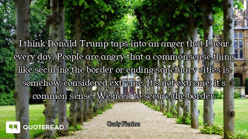 I think Donald Trump taps into an anger that I hear every day. People are angry that a commonsense t...