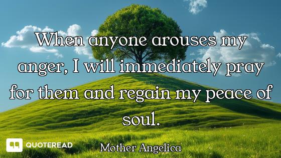 When anyone arouses my anger, I will immediately pray for them and regain my peace of soul.