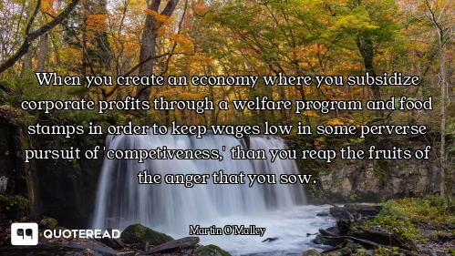 When you create an economy where you subsidize corporate profits through a welfare program and food...