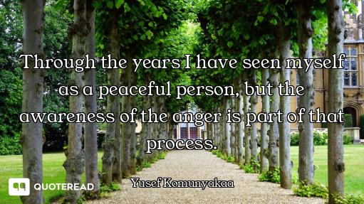 Through the years I have seen myself as a peaceful person, but the awareness of the anger is part of...