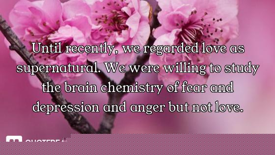 Until recently, we regarded love as supernatural. We were willing to study the brain chemistry of fe...