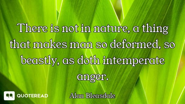 There is not in nature, a thing that makes man so deformed, so beastly, as doth intemperate anger.