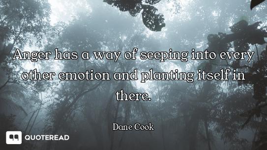 Anger has a way of seeping into every other emotion and planting itself in there.