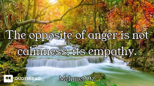 The opposite of anger is not calmness, its empathy.